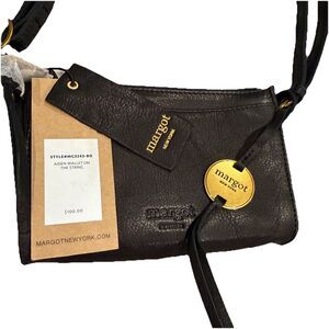 MARGOT Black Genuine Leather Crossbody shoulder Bag Aiden Wallet On String NWT
